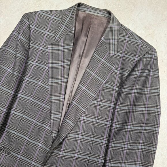 Vintage Windsor 100% Cashmere Blazer Glen Check Sport Coat Brown 42R - Picture 3 of 12